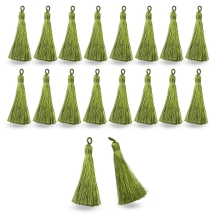 Zawieszki Frędzle Chwosty Poliestrowe do Rękodzieła i Biżuteri, Oliwkowy, 8-9сm, 20szt, (13WB32968)