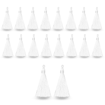 Zawieszki Frędzle Chwosty Poliestrowe do Rękodzieła i Biżuterii, Biały, 8-9cm, otwór 4x6mm, 20szt, (13WB32973)