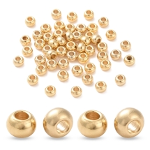 Koraliki Stal Nierdzewna, Okrągłe, Pozłacane 18K, 3x2mm, Otwór 1.2mm, 100szt (13WB32981)