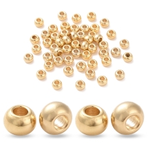 Koraliki Stal Nierdzewna, Okrągłe, Pozłacane 18K, 4x3mm, Otwór 2mm, 100szt (13WB32982)