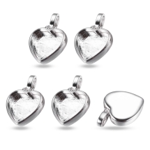 Oprawa Wisiorek pod Kaboszon, Serce, Mosiądz, 17x15x3.5mm, Wewnątrz 3x5mm, 5szt (13WB32983)