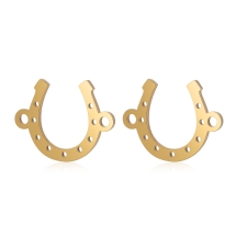 Łącznik Podkowa, Stal Nierdzewna, Złoto do Rękodzieła i Biżuterii, 10x13.5x0.8mm, Otwor 1mm, 2szt (13WB33041)