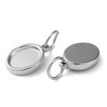 Oprawa Wisiorek pod Kaboszon Owalny, Stal Nierdzewna do Rękodzieła i Biżuterii, 12x8x2mm, 2szt (13WB33075)