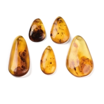 Підвіски Натуральний Бурштин, Капля, 19.5-33x12-20.5x2.5-6.5мм, Отвір 1.2мм, (13WB33087)