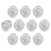 Koraliki Głowa Lwa 3D, Stop Jubilerski, Platyna, 12x13x9mm, 10szt (13WB33089)