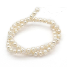 Perły Naturalne Słodkowodne, Kremowobiałe, Klasy AAA, 7-8mm, ok. 44szt/37cm/sznur, (13WB27386)