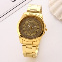 Годинники Жіночі зі Сплаву зі Стразами, Кварцові, Водостійкі, Колір: Золото, Діам 40мм, Довжина 241мм, (13WB16619)