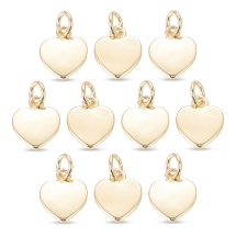 Підвіска Кулон із Латуні Серце, Стійке Покриття Позолотою 18К, 12х9.5х1.5мм, З'єднувальне кільце 5х0.8мм, (13WB32340)