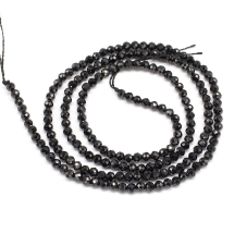 Намистини Натуральна Чорний Шпинель, на нитках, Круглі, Грані, 2мм, Отвір 0.5мм, близько 166шт/36см/нитка, (13WB32519)