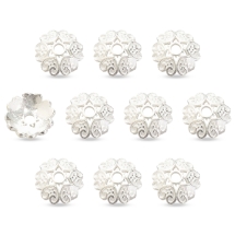 Srebro 925 Nakładki na Koraliki, Kwiat, 6 płatków, 5.5х1.5mm, 10szt (13WB32473)