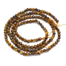 Намистини Натуральне Тигрове Око, на нитках, Гранені, Круглі, 2мм, Отвір 0.5мм, близько 180шт/36см/нитка (13WB32521)
