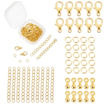 Zestaw Zapięćie Karabińczyki, Kółeczka Ogniwa, Łańcuszki, Zawieszki, Złoto, 50szt (13WB33158)