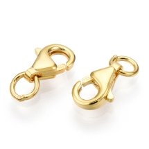 Срібло 925 Застібка Карабін-Лобстер, Позолота 18К, 8х5х2мм, Отвір 2.2мм, (13WB33301)