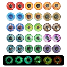 Zestaw Kaboszony Szklane Oczy Fluorescencyjne 20×5mm, Mix 15 Kolorów, 30szt (13WB33180)