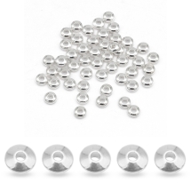 Намистини-Роздільники, Латунь, Рондель, Срібло, 5х2мм, Отвір 1.5-2мм, (13WB33434)