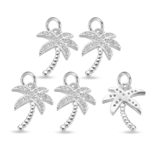 Підвіска Пальма, Латунь з Фіанітами, Платина, Фіаніти: Безбарвнні, 14х10х1.5мм, Отвір 3мм, (13WB33038)