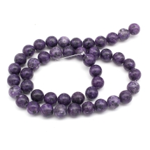 Koraliki Kamień Naturalny Larvikite, Kula, Ciemny Fiolet, 8mm, 44szt/36cm/sznur (13WB33109)