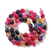 Намистини Натуральний Агат Круглі, Гранені, Мікс, 6мм, Отвір 1мм, близько 58шт/34см/нитка, (УТ100011862)