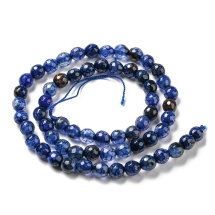 Koraliki Kamień Naturalny Agat, Fasetowane, Kulki, Ciemnoniebieskie, 6mm, 58szt/34cm/sznur (13WB33119)