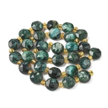 Koraliki Kamień Naturalny Fuchsite, Fasetowane, Płaskie Okrągłe, 10-10.5x5.5-6mm, 26szt/34.5cm/sznur, (13WB33123)