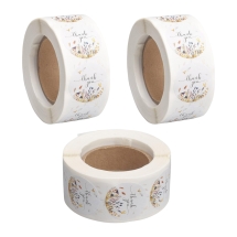 Naklejki, Nalepki "Thank You" Kraft Papier, 25mm, 500szt/rolka, 3 rolki, (13WB33342)