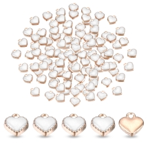 Кулон Серце, Емальований, Білий/Світле Золото, 8x7.5x2.5мм, Отвір 1.5мм, (УТ100033056)