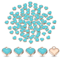 Кулон Серце, Емальований, Темно-бірюзовий/Світле Золото, 8x7.5x2.5мм, Отвір 1.5мм, (13WB33395)