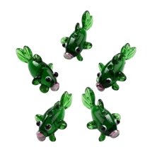 Намистини Лемпворк ручна робота, Золота Рибка, Зелений, 25-35х15.5х16мм, отвір 1.7мм, (13WB33402)