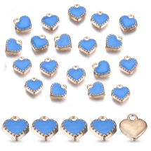 Кулон Серце, Емальований, Васильковий/Світле Золото, 8x7.5x2.5мм, Отвір 1.5мм, (13WB33429)