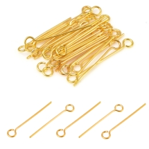Піни з колечком, Нержавіюча Сталь, Золото, 20х0.6мм, мм, Отвір 2мм, (13WB33128)