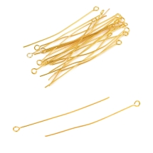 Піни з колечком, Нержавіюча Сталь, Золото, 50х0.6мм, Отвір 2мм, (13WB33129)