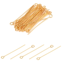 Піни з колечком, Нержавіюча Сталь, Золото, 30х0.6мм, мм, Отвір 2мм, (13WB33130)