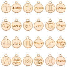 Zestaw Zawieszki Znaki Zodiaku, Stop, Złoty, 15x12x2mm Otwór 1.6mm, 120szt/10zestaw (13WB33131)