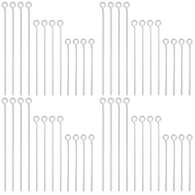 Набір Піни з Колечком, Латунь, Срібло, 30-50х0.7мм, Отвір 2 мм, 600шт/набір, (13WB33137)
