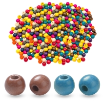 Koraliki Naturalne Drewniane, Malowane, Okrągłe, Mix, 16x15mm, 1000g~800szt (13WB33369)