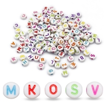 Koraliki Akrylowe Litery, Styl Kraft, Mix,6-7x3.5-4mm, Otwór 2mm, 500g~3400szt (13WB33378)