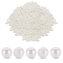 Koraliki Akrylowe, Nieprzejrzyste, Okrągłe, Białe, Powłoka AB, 8x7mm, 500g~1600szt (13WB33383)