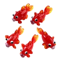 Koraliki Lampwork, Złota Rybka, Robota Ręczna, Czerwone, 25-35x15.5x16mm, 5szt, (13WB33384)