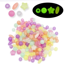 Koraliki Akrylowe Fluorescencyjne, Neonowe, Świecące w Ciemności, Mix Kształtów, 8-13mm, 500g~1300szt (13WB33386)