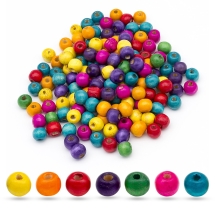 Koraliki Naturalne Drewniane, Malowane, Okrągły, Mix, 9x10mm, 1000g~2800szt (13WB33387)