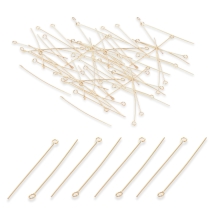 Піни з Кільцем, Нержавіюча Сталь, Позолота 18К, 45х3мм, Пін: 0.7мм, Отв-тя 1.8мм, (13WB33398)