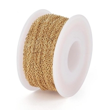 Ланцюг Якірного Плетення Паяна Нержавіюча Сталь, Позолота, Ланка 2x1.5x0.4мм, 10м/котушка, (13WB33217)