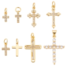Zawieszki Krzyżyki z Cyrkoniami Złote do Biżuterii 8-24 mm Zestaw 8 stylów 16 szt (13WB33218)
