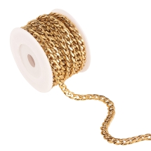 Ланцюг Якірного Плетення Cuban Link Непаяний, Нержавіюча Сталь, Золото, 10х7мм, 5м/котушка, (13WB33427)