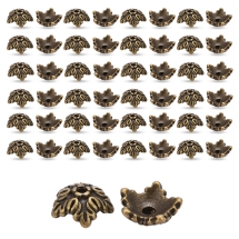 Nakładki na Koraliki, Kwiatek, Stop Jubilerski do Rękodzieła i Biżuterii, Brązowy, 10x4mm, 50szt, (13WB33339)