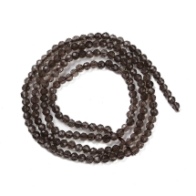 Намистини Натуральний Димчастий Кварц, Клас АА, Круглі, Гранені, 2мм, Отвір 0.5мм, близько 175шт/38см/нитка, (13WB33204)