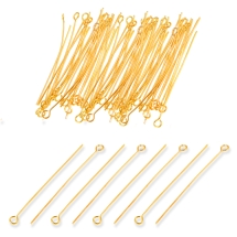 Піни з колечком, Нержавіюча Сталь, Золото, 40х0.6мм, мм, Отвір 2мм, (13WB33208)