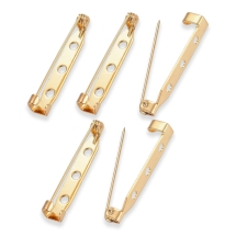 Baza do Broszki Szpilka, Stal Nierdzewna, Pozłacany 18K, 32x4.5mm, Pin 0.68mm, 5szt (13WB33199)