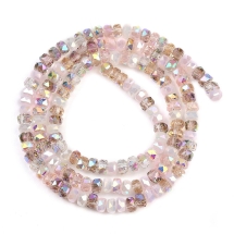 Koraliki Szklane Fasetowane, Rondelle, Różowo-brązowy, 4x3mm, 138szt/38cm/sznur (13WB33262)