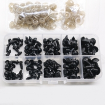 Zestaw Oczka Plastikowe do Zabawek, Czarny, Mix Rozmiarów, 100szt (13WB33293)